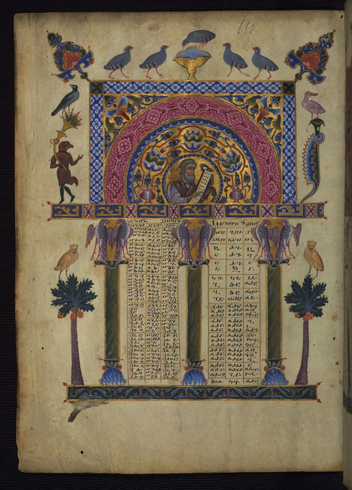 Canon table with Isaiah, 1262, W.539, fol. 5v. Walters Art Museum