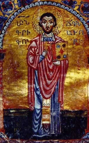 Grigor Narekatsi in a manuscript of 1173 · Matenadaran, MS 1568 · Wikimedia Commons · Public domain
