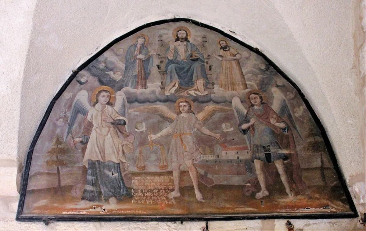 Painting on the outer wall of Holy Archangels Church — Beko, CC BY-SA 4.0 (https://creativecommons.org/licenses/by-sa/4.0/). https://commons.wikimedia.org/wiki/File:Painting_on_the_wall_Armenian_Apostolic_church_of_the_Holy_Archangels,_Jerusalem.jpg