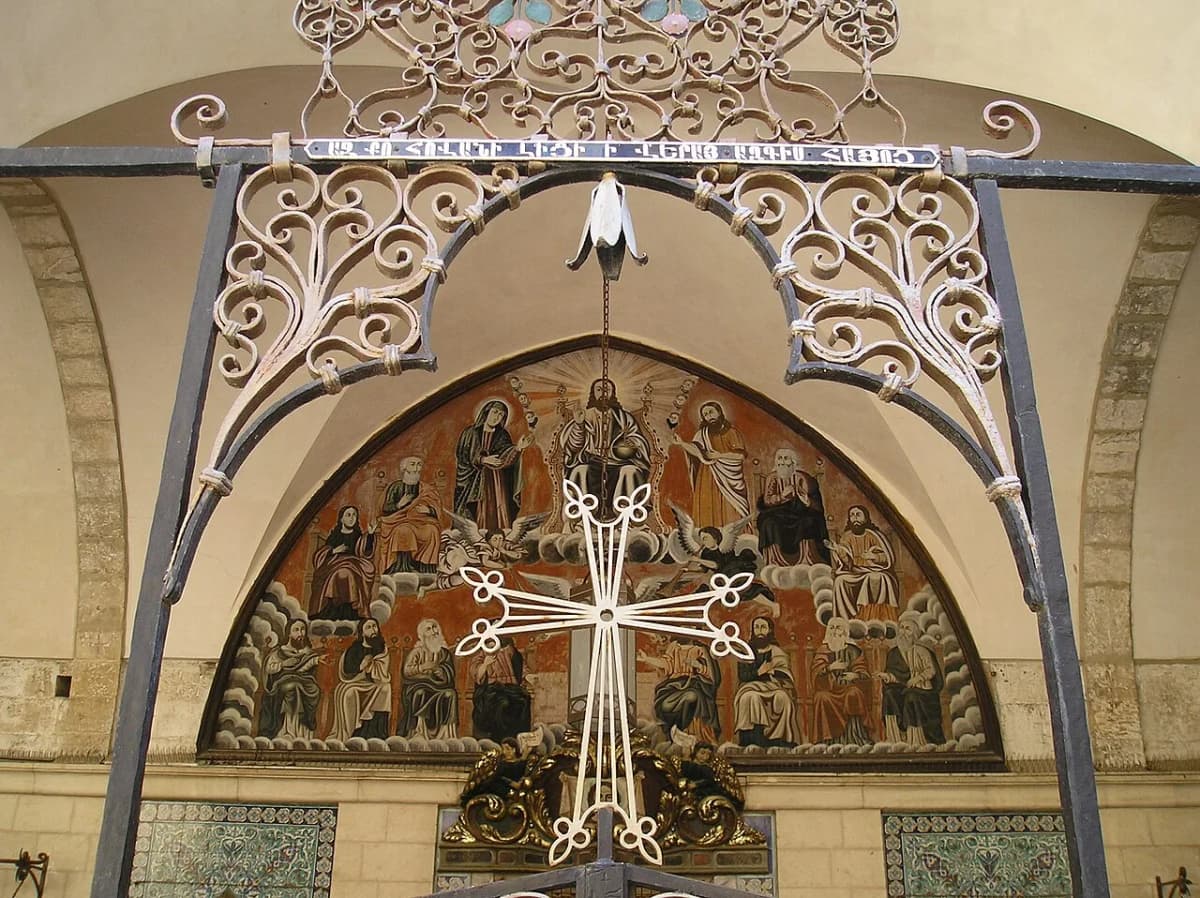 Cathedral of Saint James, Jerusalem — John S Y Lee, CC BY 2.0 (https://creativecommons.org/licenses/by/2.0/). https://commons.wikimedia.org/wiki/File:Entrance_to_the_Cathedral_of_Saint_James_in_the_Armenian_Quarter_of_Jerusalem.jpg